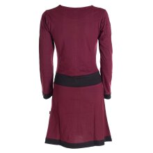 Vishes Langarm Damen Kleid Wasserfallkragen Bio-Baumwolle farbiger Bund dunkelrot 34