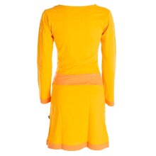 Vishes Langarm Damen Kleid Wasserfallkragen Bio-Baumwolle farbiger Bund gelb 38