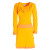 Vishes Langarm Damen Kleid Wasserfallkragen Bio-Baumwolle farbiger Bund gelb 38