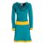 Vishes Langarm Damen Kleid Wasserfallkragen Bio-Baumwolle farbiger Bund türkis 40