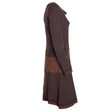 Vishes Bequemes Langarm Damen Kleid mit Wasserfallkragen Bund bedruckt Taschen  braun 36