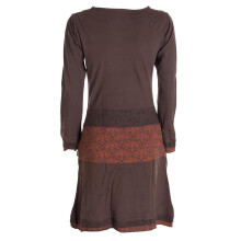 Vishes Bequemes Langarm Damen Kleid mit Wasserfallkragen Bund bedruckt Taschen  braun 44