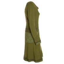 Vishes Bequemes Langarm Damen Kleid mit Wasserfallkragen Bund bedruckt Taschen  olive 40