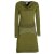 Vishes Bequemes Langarm Damen Kleid mit Wasserfallkragen Bund bedruckt Taschen  olive 48