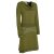 Vishes Bequemes Langarm Damen Kleid mit Wasserfallkragen Bund bedruckt Taschen  olive 48