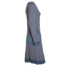 Vishes Bequemes Langarm Damen Kleid mit Wasserfallkragen Bund bedruckt Taschen  grau 46