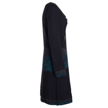 Vishes Bequemes Langarm Damen Kleid mit Wasserfallkragen Bund bedruckt Taschen  schwarz 34