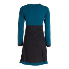 Vishes - Langarm Damen Kleid Longshirt Jerseykleid Bio-Baumwolle GOTS schwarz-türkis 32