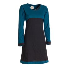 Vishes - Langarm Damen Kleid Longshirt Jerseykleid Bio-Baumwolle GOTS schwarz-türkis 32