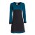 Vishes - Langarm Damen Kleid Longshirt Jerseykleid Bio-Baumwolle GOTS schwarz-türkis 32