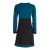 Vishes - Langarm Damen Kleid Longshirt Jerseykleid Bio-Baumwolle GOTS schwarz-türkis 32