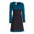 Vishes - Langarm Damen Kleid Longshirt Jerseykleid Bio-Baumwolle GOTS schwarz-türkis 32