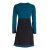 Vishes - Langarm Damen Kleid Longshirt Jerseykleid Bio-Baumwolle GOTS schwarz-türkis 40