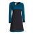 Vishes - Langarm Damen Kleid Longshirt Jerseykleid Bio-Baumwolle GOTS schwarz-türkis 40