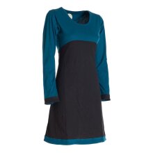 Vishes - Langarm Damen Kleid Longshirt Jerseykleid Bio-Baumwolle GOTS schwarz-türkis 42