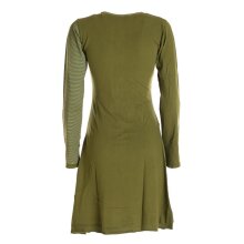 Vishes - Asymmetrisches Langarm Damen Baumwoll-Keid Shirt-Kleid olive 36