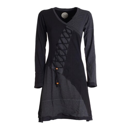 Vishes - Asymmetrisches Langarm Damen Baumwoll-Keid Shirt-Kleid schwarz 36