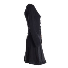 Vishes - Asymmetrisches Langarm Damen Baumwoll-Keid Shirt-Kleid schwarz 38