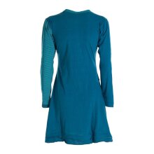 Vishes - Asymmetrisches Langarm Damen Baumwoll-Keid Shirt-Kleid türkis 40
