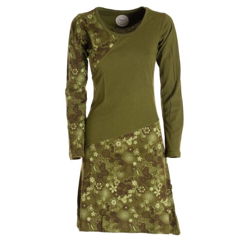Vishes Asymmetrisches Langarm Jersey Kleid Damen kurz olive 38