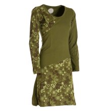 Vishes Asymmetrisches Langarm Jersey Kleid Damen kurz olive 46