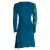Vishes Asymmetrisches Langarm Jersey Kleid Damen kurz türkis 42