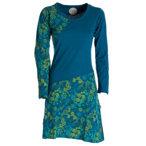 Vishes Asymmetrisches Langarm Jersey Kleid Damen kurz türkis 48