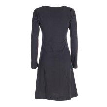 Vishes Damen Mandala Kleid Blumenkleid Langarm Rundhals Baumwollkleid schwarz 46-48