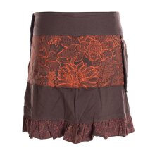 Vishes Damen Wickelrock Rock zum Wickeln mit Druckknöpfen Spitze Blumen braun 38-50