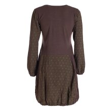 Vishes - Langarm Damen-Keid Ballon-Kleid Shirt-Kleid kurz loose fit braun 36