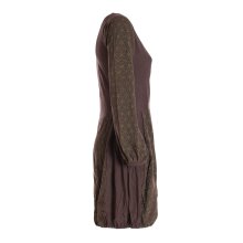 Vishes - Langarm Damen-Keid Ballon-Kleid Shirt-Kleid kurz loose fit braun 36