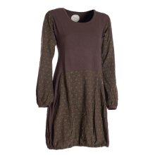 Vishes - Langarm Damen-Keid Ballon-Kleid Shirt-Kleid kurz loose fit braun 36