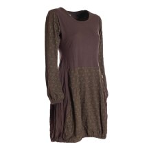 Vishes - Langarm Damen-Keid Ballon-Kleid Shirt-Kleid kurz loose fit braun 48