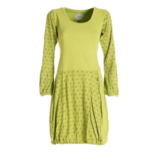 Vishes - Langarm Damen-Keid Ballon-Kleid Shirt-Kleid kurz loose fit hellgrün 36