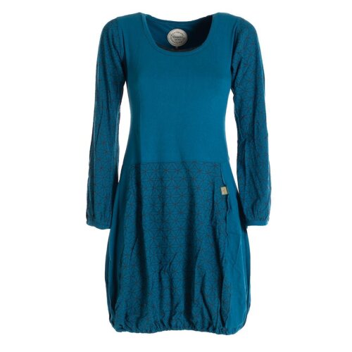 Vishes - Langarm Damen-Keid Ballon-Kleid Shirt-Kleid kurz loose fit türkis 48