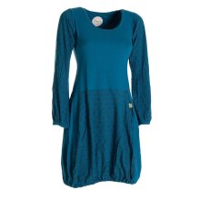 Vishes - Langarm Damen-Keid Ballon-Kleid Shirt-Kleid kurz loose fit türkis 48