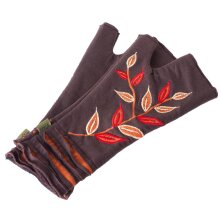 Vishes - Bestickte Damen Handschuhe Stulpen mit Daumen...