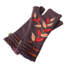 Vishes - Bestickte Damen Handschuhe Stulpen mit Daumen...