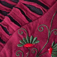 Vishes warme Blumen bestickte Handstulpen, außen Baumwolle, innen Fleece dunkelrot