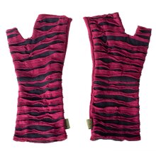 Vishes warme Blumen bestickte Handstulpen, außen Baumwolle, innen Fleece dunkelrot