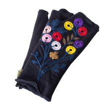 Vishes warme Handstulpen mit Blumenstickerei, außen...