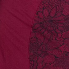 Vishes - Damen Spitzen-Kleid Blumen-kleid Lang-arm Rundhals Kapuzenkleid-er dunkelrot 44