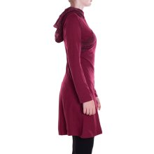 Vishes - Damen Spitzen-Kleid Blumen-kleid Lang-arm Rundhals Kapuzenkleid-er dunkelrot 44