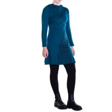 Vishes - Damen Spitzen-Kleid Blumen-kleid Lang-arm Rundhals Kapuzenkleid-er türkis 44
