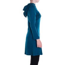 Vishes - Damen Spitzen-Kleid Blumen-kleid Lang-arm Rundhals Kapuzenkleid-er türkis 44