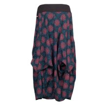 Vishes -  langer Damen Ballon-Rock Pump-Rock Baumwolle Blüten-Muster schwarz-türkis 36