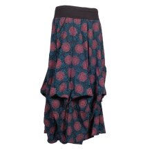 Vishes -  langer Damen Ballon-Rock Pump-Rock Baumwolle Blüten-Muster schwarz-türkis 46