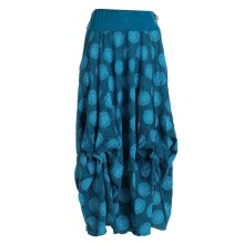 Vishes -  langer Damen Ballon-Rock Pump-Rock Baumwolle Blüten-Muster türkis 34