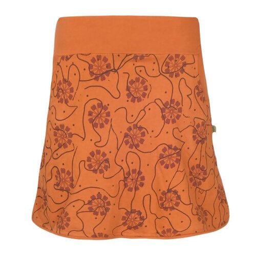 Vishes - Damen Baumwoll-Rock, 70er 80er Jahre Retro Blumen Muster bedruckt Taschen  orange 42