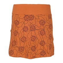 Vishes - Damen Baumwoll-Rock, 70er 80er Jahre Retro Blumen Muster bedruckt Taschen  orange 42